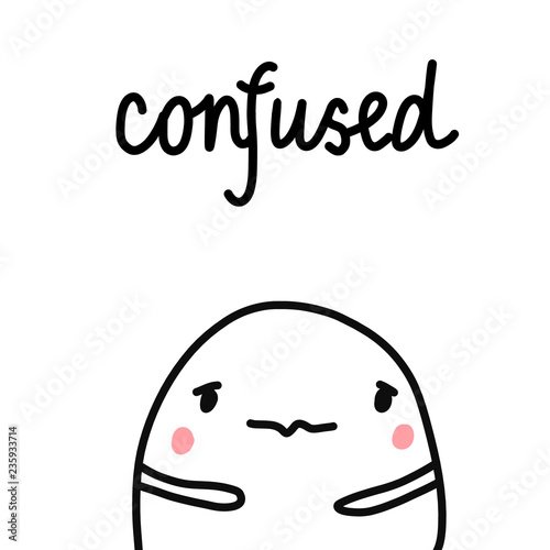 Confused marshmallow hand drawn illustration for stickers banners postcards cards and background minimalism