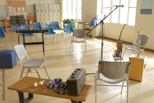 temporary music classroom in gym 2