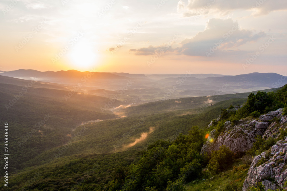 Sunset in the Crimean mountains