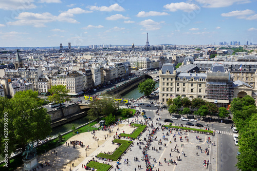Panoramic view of Paris from Notre Dame of Paris
