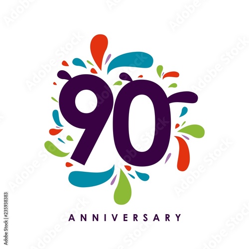 90 Year Anniversary Vector Template Design Illustration