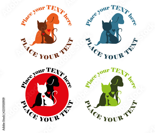 Cat and dog colorful shelter logo design
