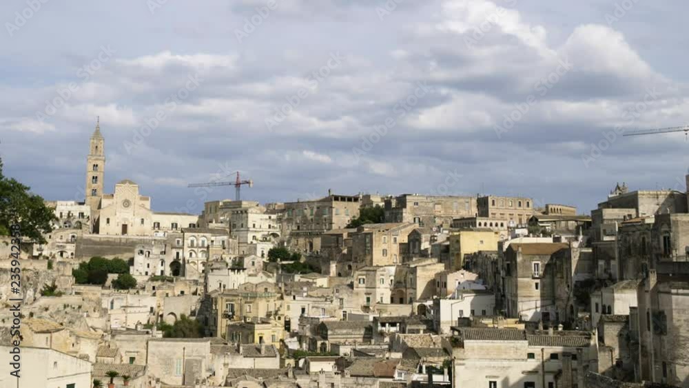 Time lapse panorama. Matera, Italy. The town in a canyon. 4K. Time lapse panorama. Matera, Italy. The town in a canyon. 4K.
