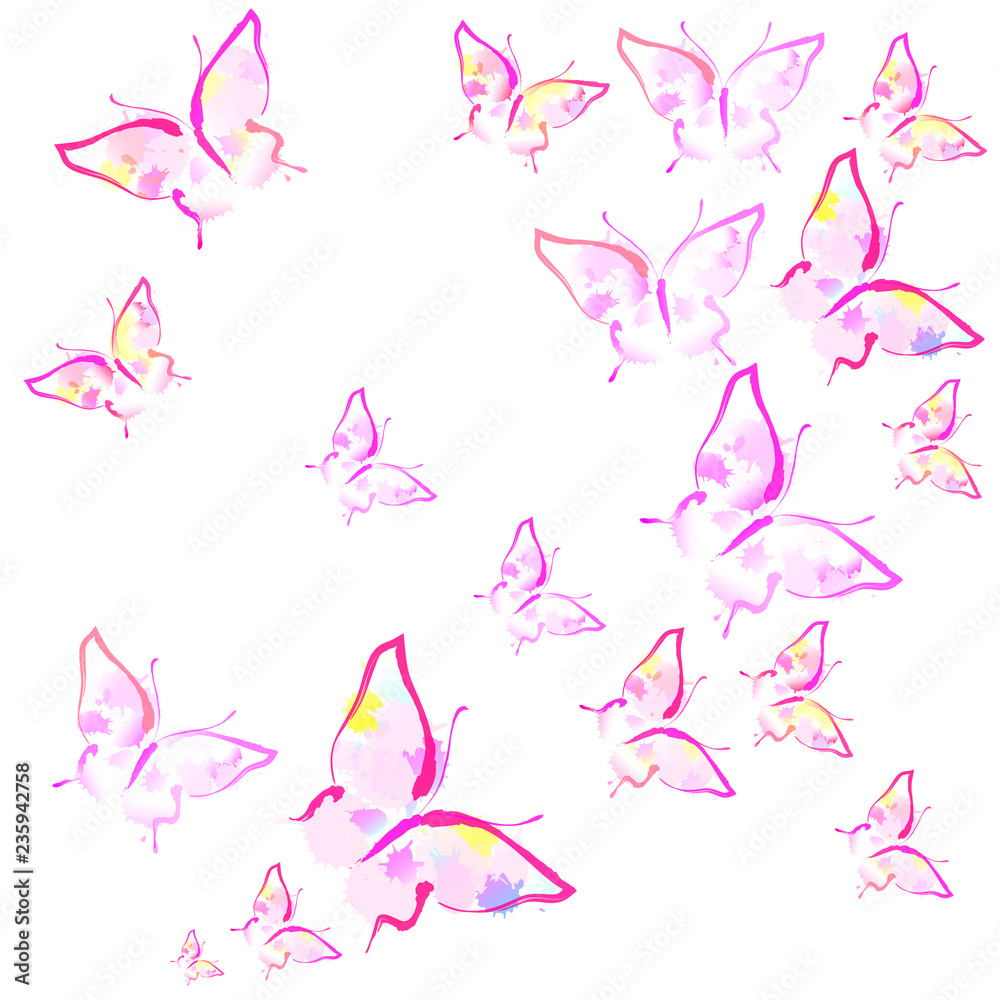 beautiful pink butterflies, isolated on a white beautiful pink butterflies, isolated on a white