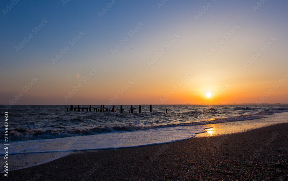 Sunset on the black sea coast