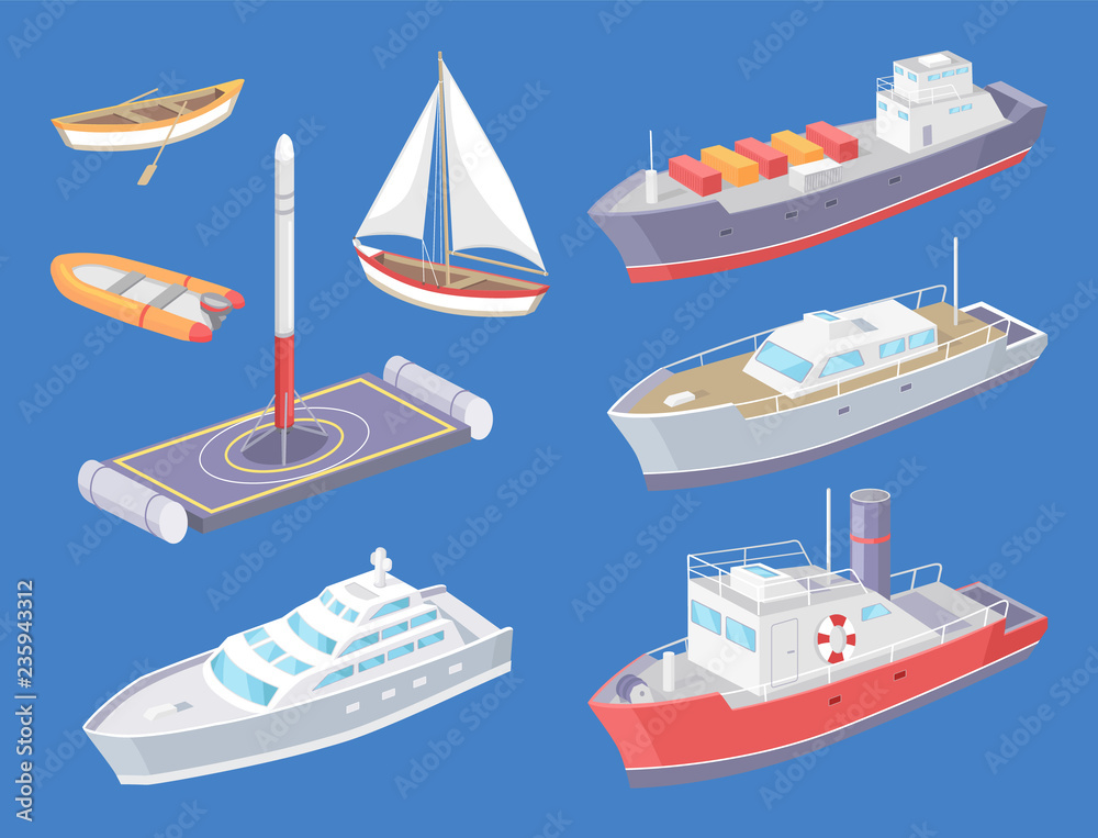 Fototapeta premium Water Transport Traveling Vessel Voyage Vector