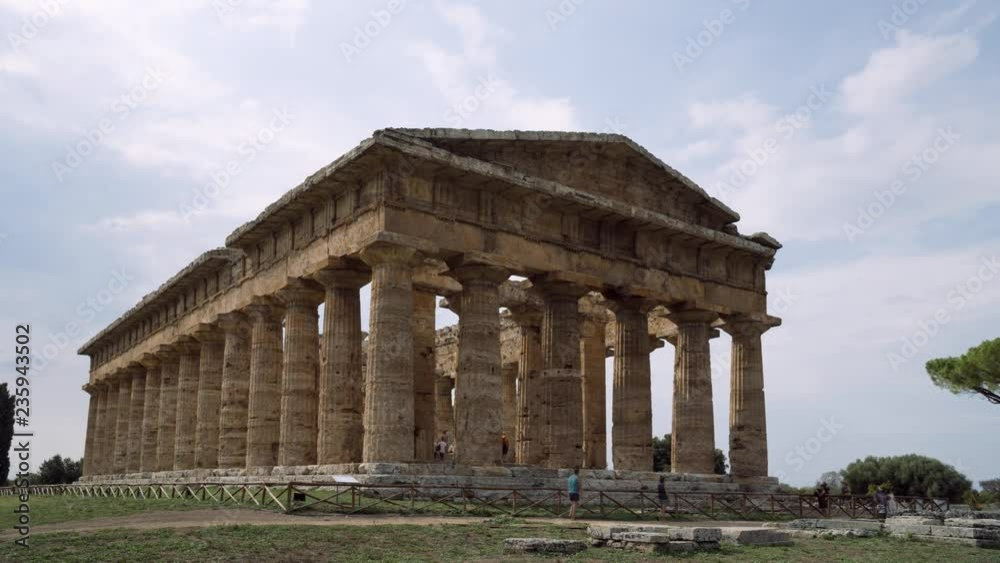 Time Lapse. Static shot.. Second Temple of Hera, a Greek temple in Paestum, Italy. Time Lapse. Static shot.. Second Temple of Hera, a Greek temple in Paestum, Italy.
