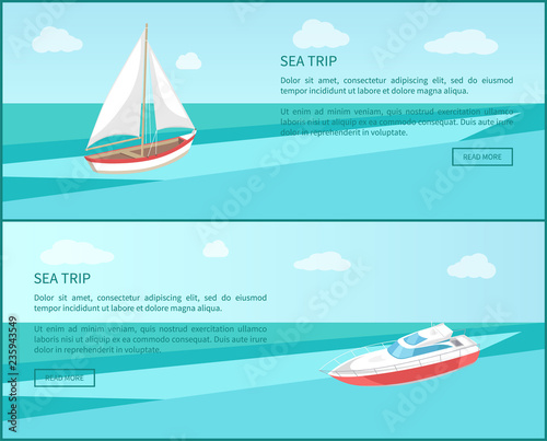 Sea Trip Web Poster Modern Yacht, Boat with Canvas