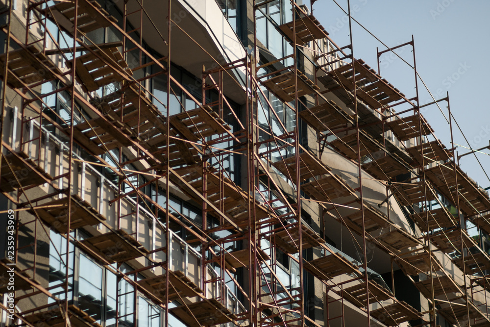 Construction of a multi-storey high-rise residential building. Construction of a multi-storey high-rise residential building.