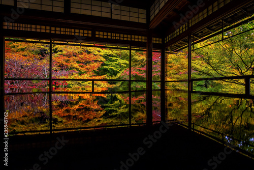 Colorful autumn Japanese garden of Rurikoin temple in Kyoto photo