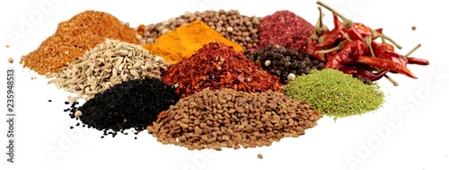 Fototapeta Naklejka Na Ścianę i Meble -  Variety of Dried Spice - Isolated