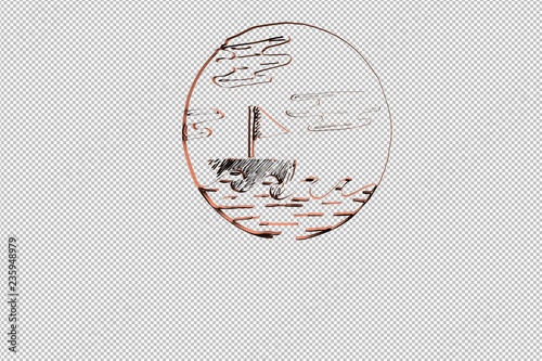 red Ocean 3D illustration on transparent background