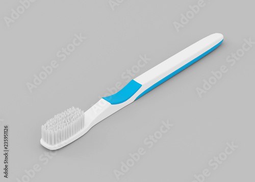 White toothbrush on grey background  mockup  template  3d rendering.