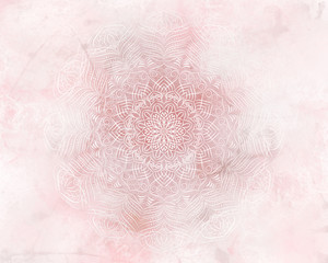 Foto auf Leinwand Mandala Heller Hintergrund des rosa abstrakten Mandalas.  © GraffiTimi