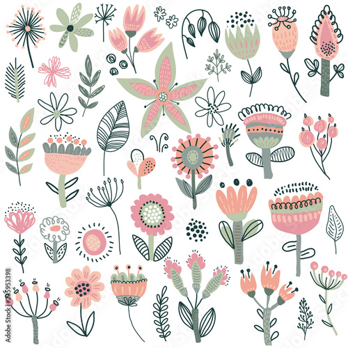 Vector collection of fancy flowers