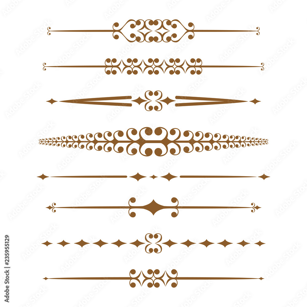 Decorative elements and page decoration. Vector set
