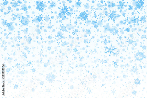 Christmas snow. Falling snowflakes on white background. Snowfall. Vector illustration, eps 10.