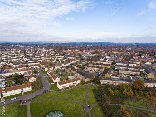 Aerial view of St Mellons Town in Cardiff, Wales UK photo