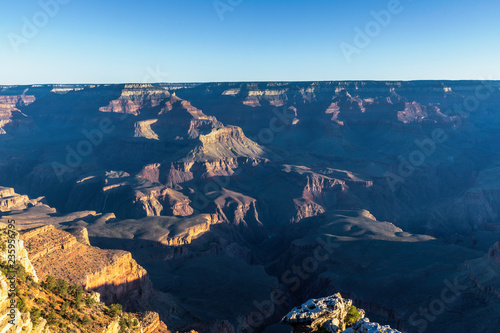 Grand Canyon Valley bahting with sunlight and dramatic shadow, Arizona,
