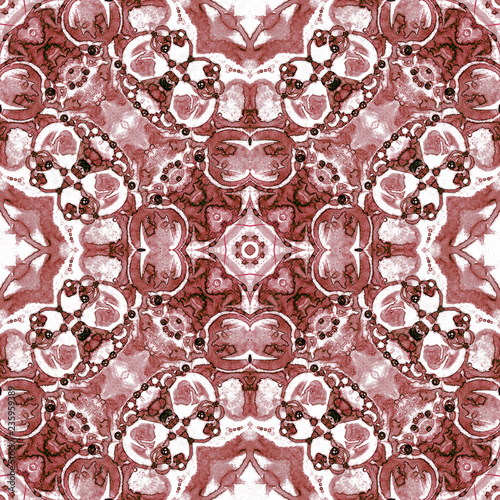 Red seamless pattern. Appealing delicate soap bubb photo