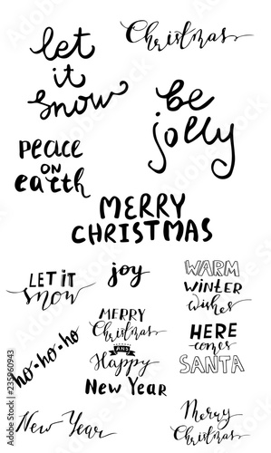 Set of Christmas lettering handwritten photo