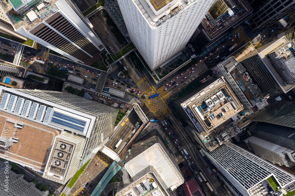 Top view of Hong Kong traffic