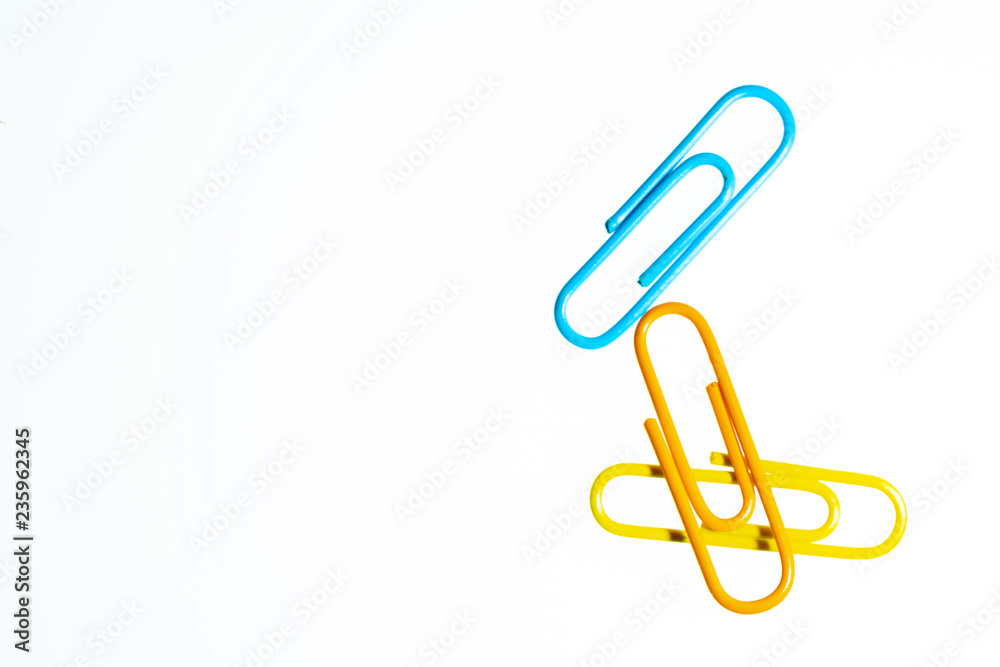 Color Paperclips on white background isolated Color Paperclips on white background isolated