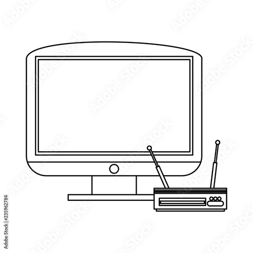 Obraz na płótnie Television and digital decoder black and white