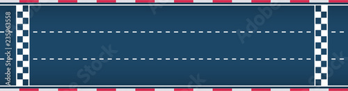 Three-lane autosport race track. Motorsport background. Vector flat illustration
