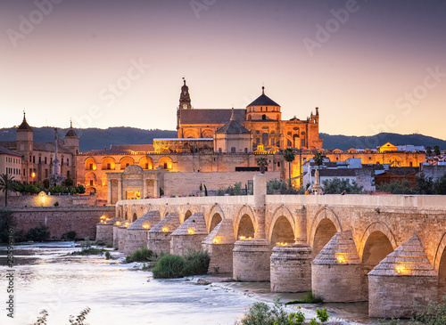 Roman Bridge and Guadalquivir river, Great Mosque, Cordoba, Spain photo