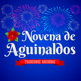 Novena de aguinaldos, Ninth of Bonuses Spanish text, Christmas Catholic tradition in Colombia, Latin american vector Holiday design