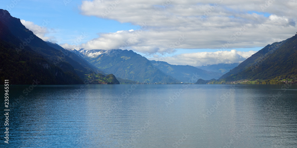 Lake Brienz panorama view in Switzerland.
