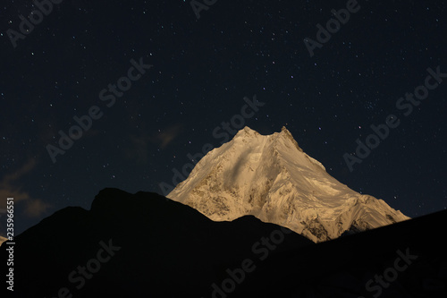 Manaslu mountain in moon light, Nepal