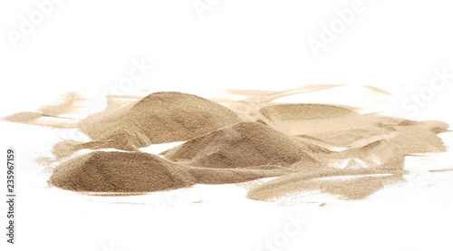 Desert sand pile, dune isolated on white background and texture, with clipping path