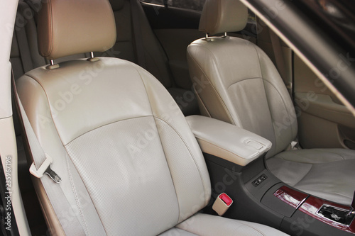 Leather car seat. Car interior details © Stasiuk