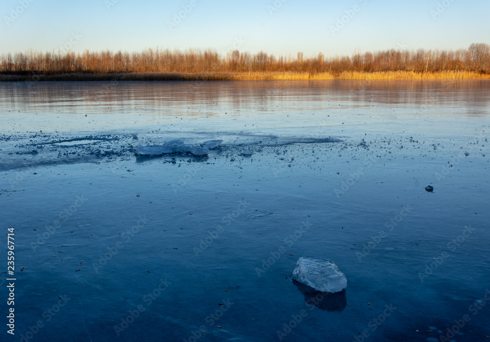 winter frozen river ice