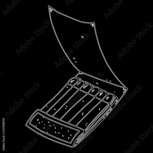 Paper matches icon. Vector illustration of a match. Hand drawn matchbox.