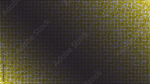 Abstract dark luxury golden glittering dotted horizontal background. Pop art retro shiny yellow corners texture on black for wallpaper, banner or presentation design