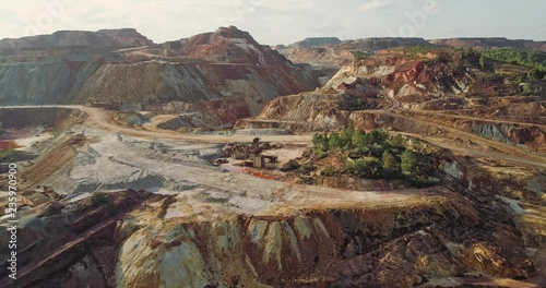 Rio Tinto mining in Huelva Spain. From this open pit mines tons of copper, zinc, gold, silver,lead and other metals are being extracted since year 3000 BC to nowadays. photo