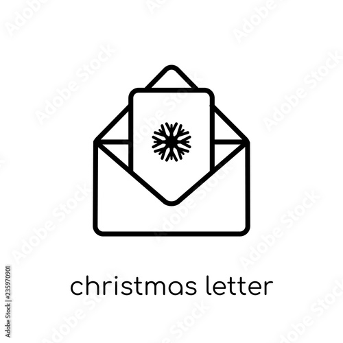 christmas letter icon. Trendy modern flat linear vector christmas letter icon on white background from thin line Christmas collection, outline vector illustration