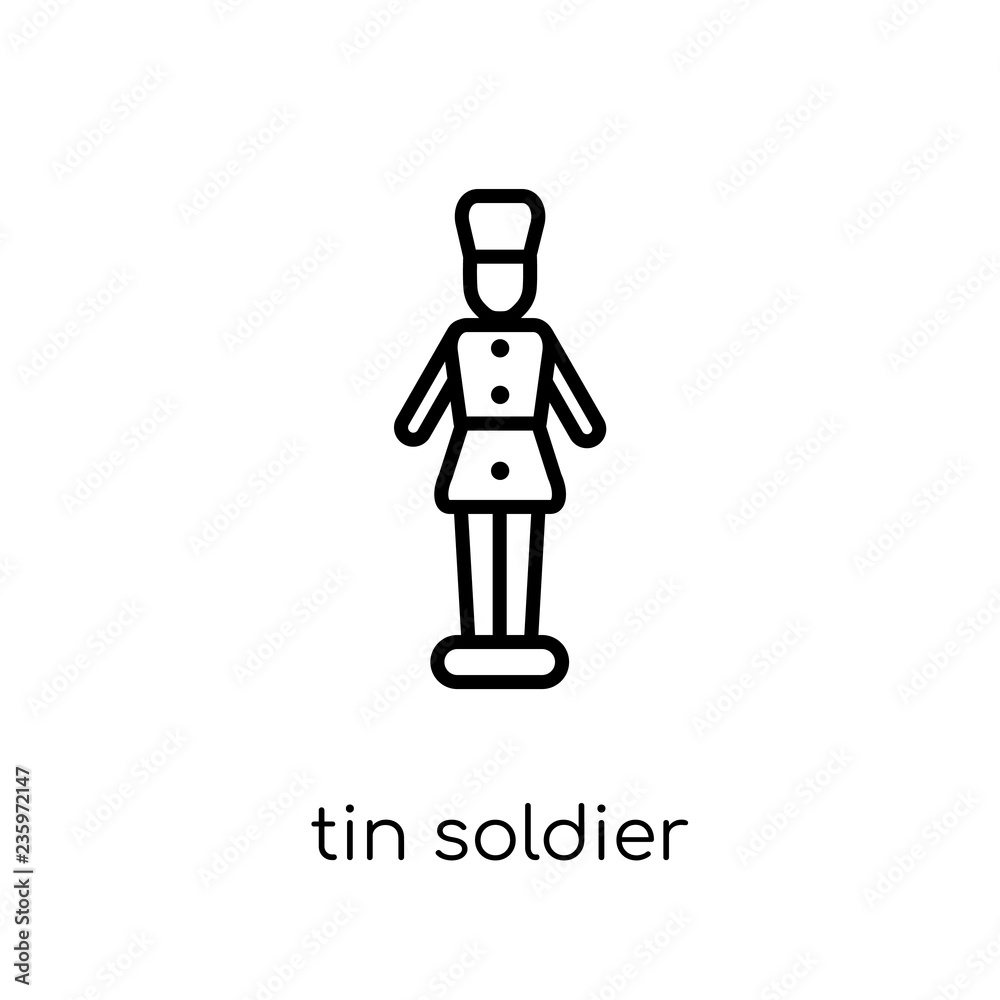 tin soldier icon. Trendy modern flat linear vector tin soldier icon on white background from thin line Christmas collection, outline vector illustration
