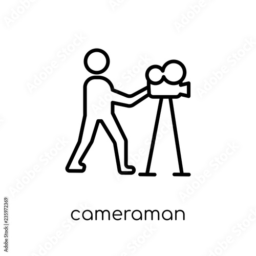 cameraman icon. Trendy modern flat linear vector cameraman icon on white background from thin line Cinema collection