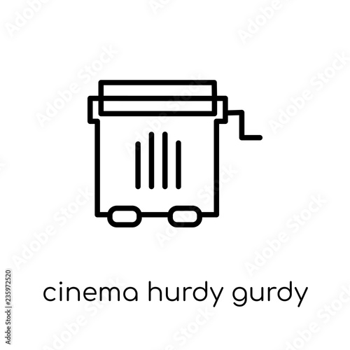 cinema hurdy gurdy icon. Trendy modern flat linear vector cinema hurdy gurdy icon on white background from thin line Cinema collection photo
