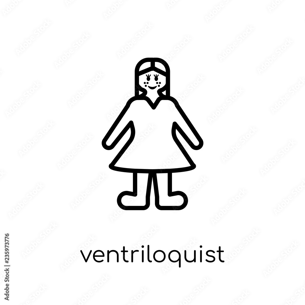 Ventriloquist icon. Trendy modern flat linear vector Ventriloquist icon on white background from thin line Cinema collection Ventriloquist icon. Trendy modern flat linear vector Ventriloquist icon on white background from thin line Cinema collection