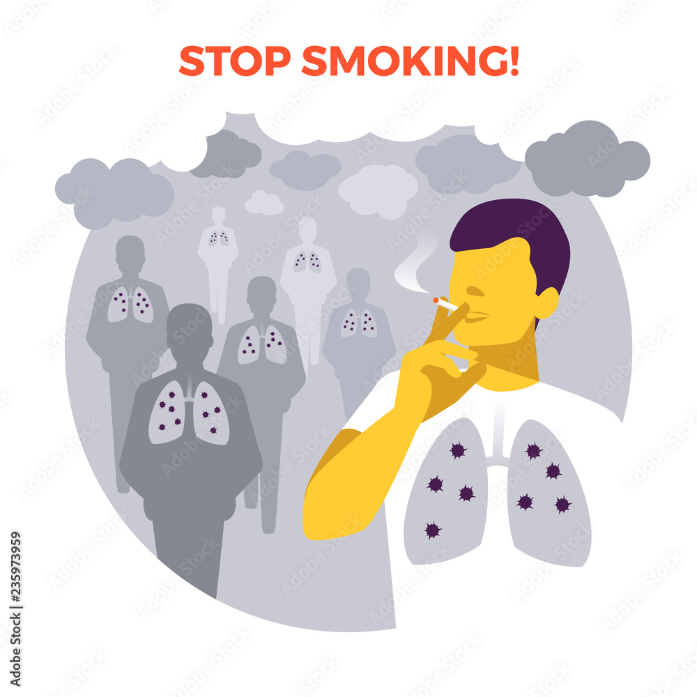 Smoking in public place. Seconhand smoke. Illness risk. Stop smoking