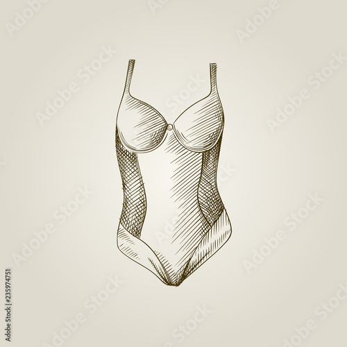 Hand Drawn Women s Underwear Sketch Symbol isolated on background. Vector underwear In vintage Style. Woman s underwear hand drawing sketches elements