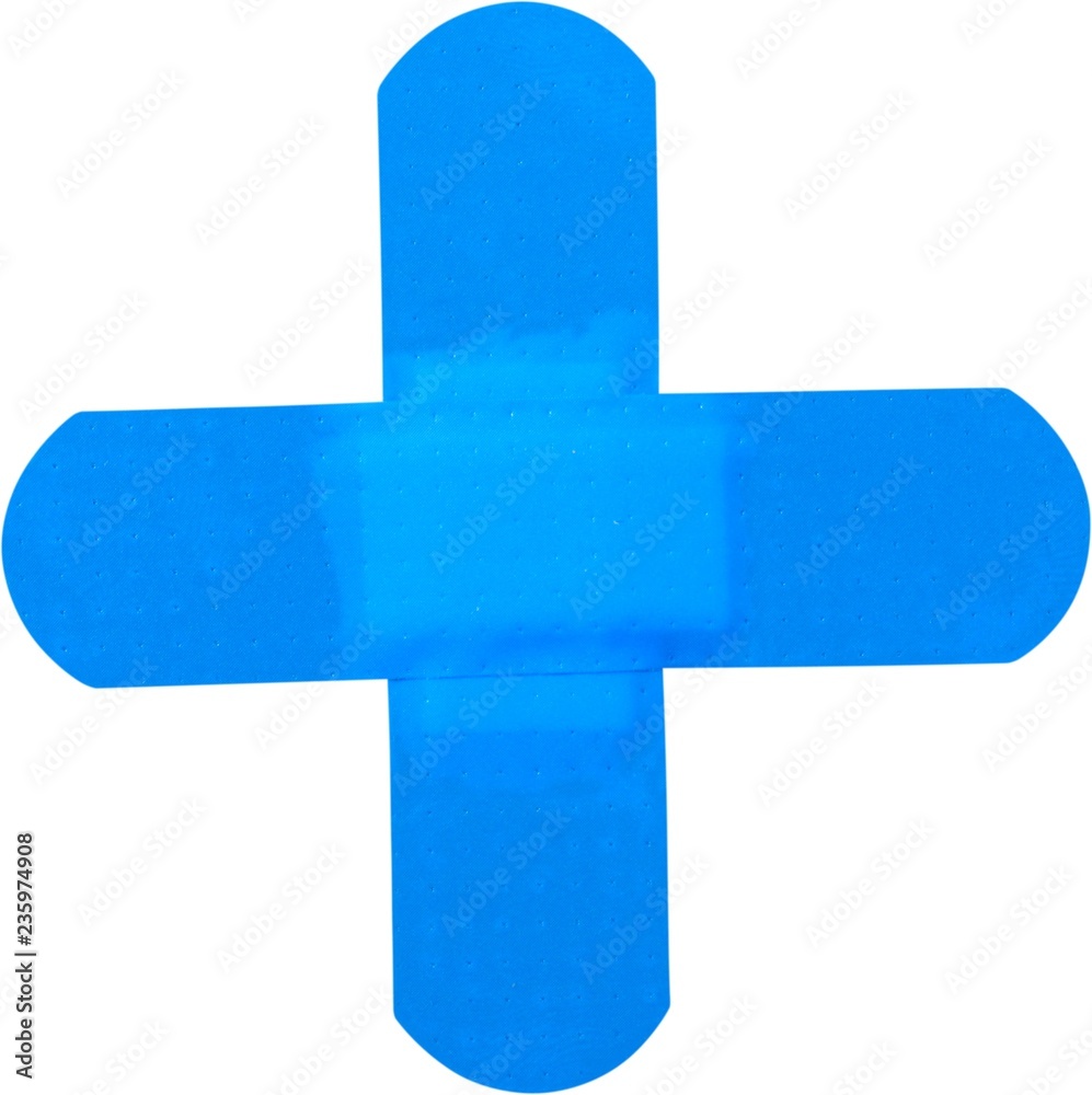 Obraz premium Crossed Blue Sticking Plasters - Isolated