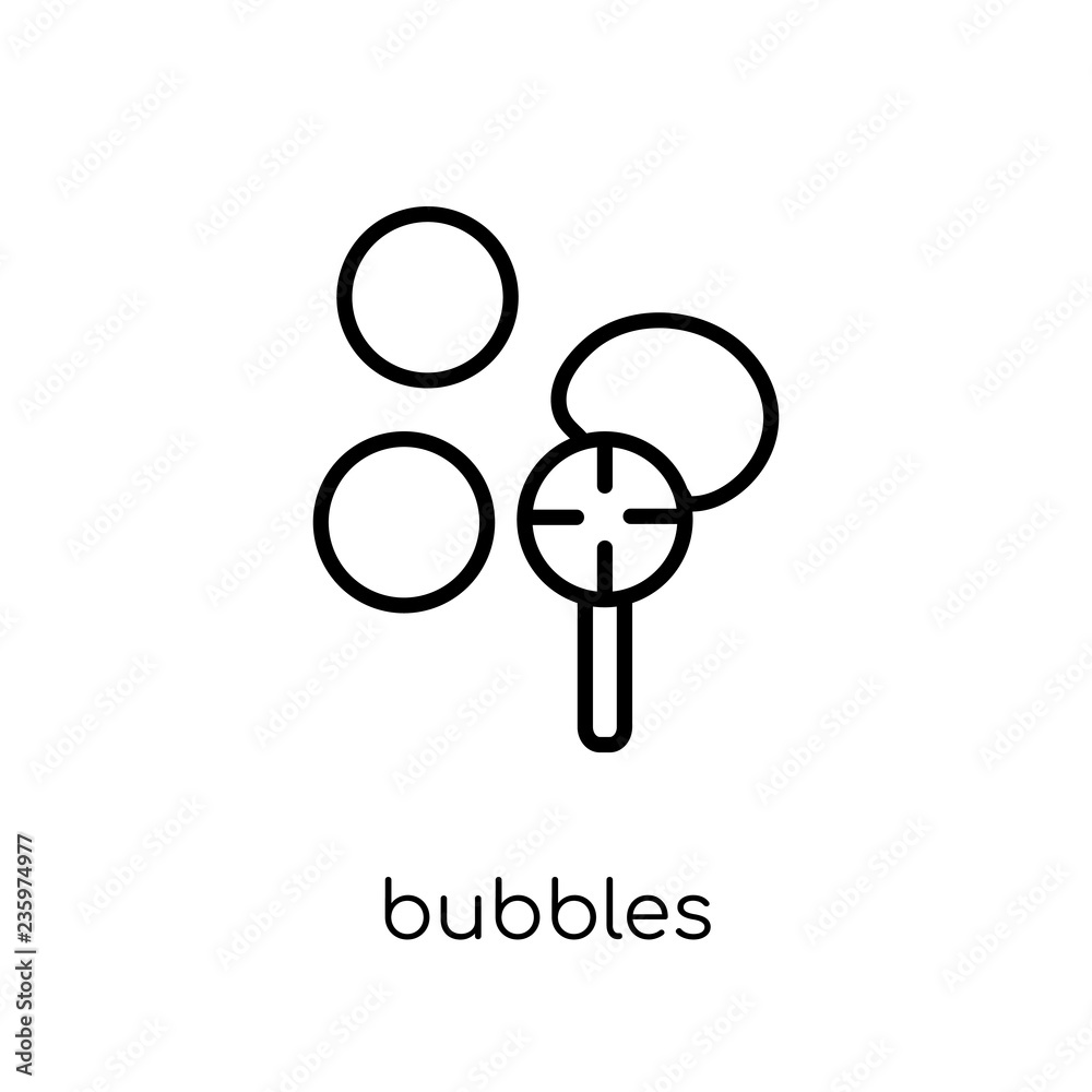 Bubbles icon. Trendy modern flat linear vector Bubbles icon on white background from thin line Cleaning collection Bubbles icon. Trendy modern flat linear vector Bubbles icon on white background from thin line Cleaning collection
