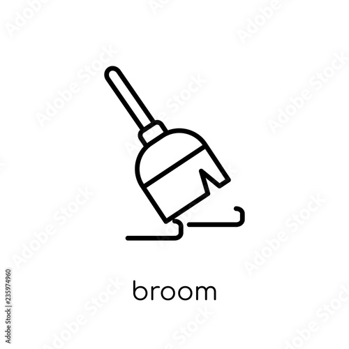 Broom icon. Trendy modern flat linear vector Broom icon on white background from thin line Cleaning collection