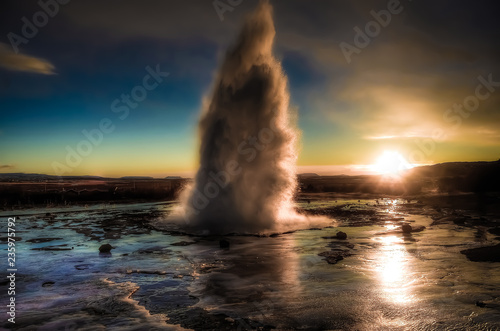 Geysir Eruption Iceland 